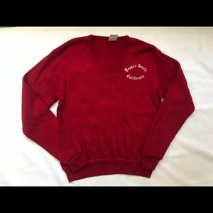 Vintage V-Neck Red Cardigan- Cali- Pebble Beach